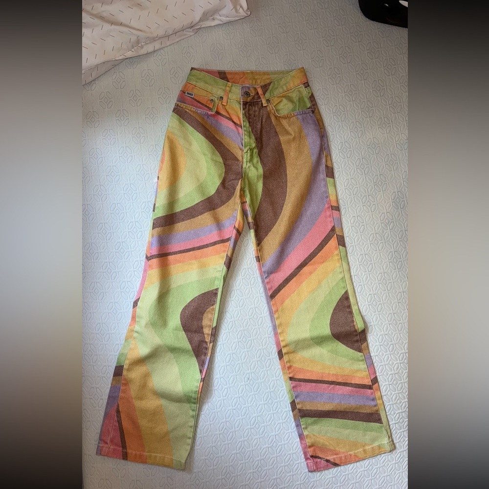 Ragged Jeans Colorful Swirl Pants